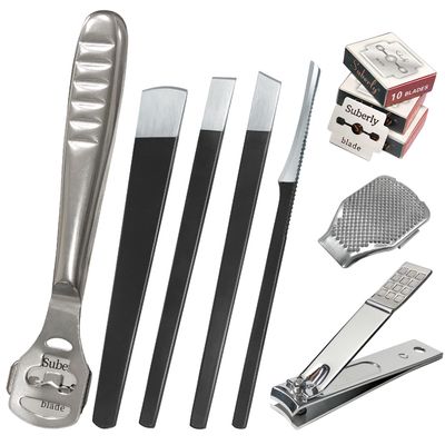 37 Pcs Callus Shaver for Feet Set, Foot Callus Shaver, (1 Foot Razor for Callus Removal &1 File Heads & 4 Pedicure Knife & 1 Nail Clippers & 30 Replacement Slices Blades)
