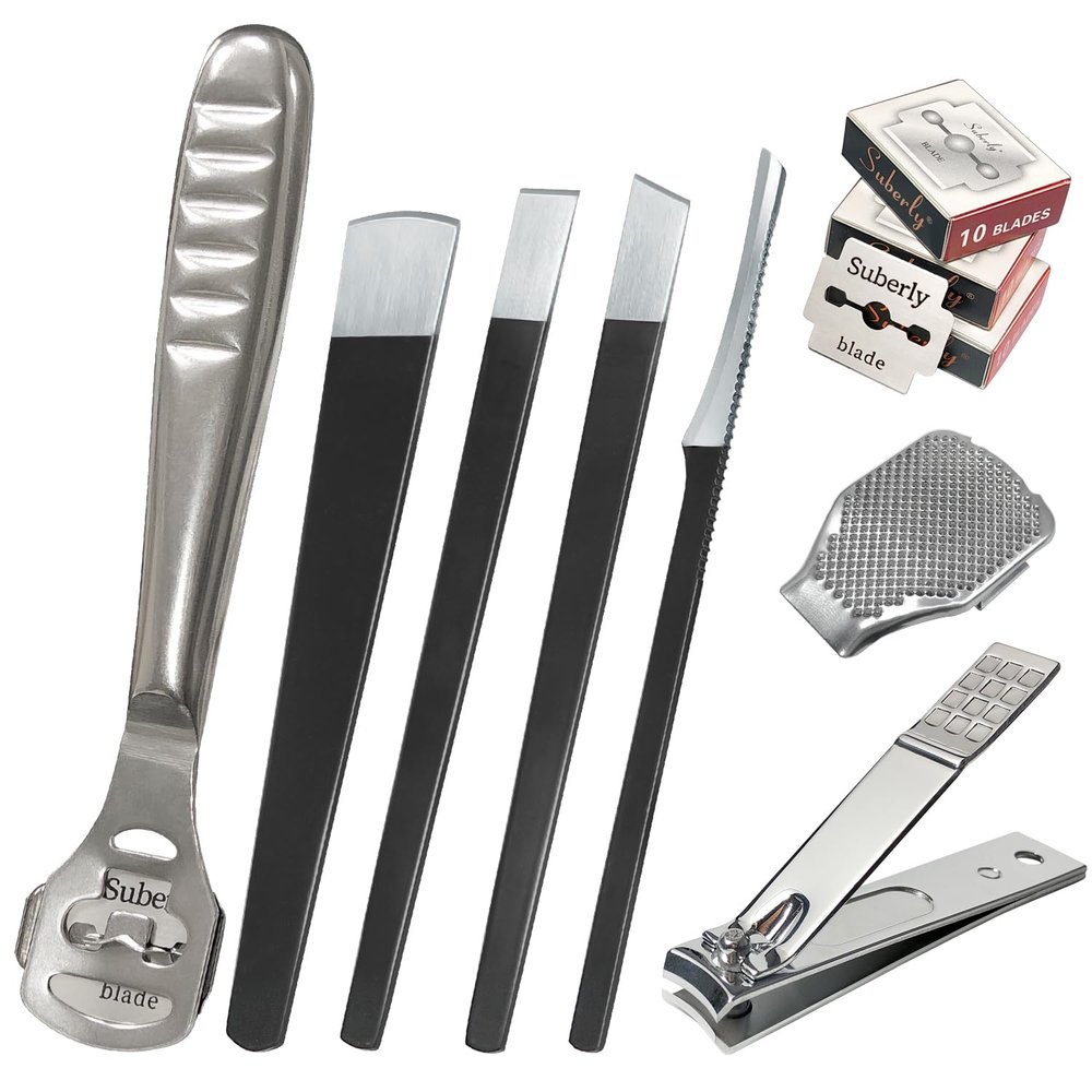 37 Pcs Callus Shaver for Feet Set, Foot Callus Shaver, (1 Foot Razor for Callus Removal &1 File Heads & 4 Pedicure Knife & 1 Nail Clippers & 30 Replacement Slices Blades)