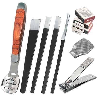 37 Pcs Callus Shaver for Feet Set (1 Foot Razor for Callus Removal & 4 Pedicure Knife & 1 File Heads & 1 Nail Clippers & 30 Replacement Slices Blades) Foot Callus Shaver