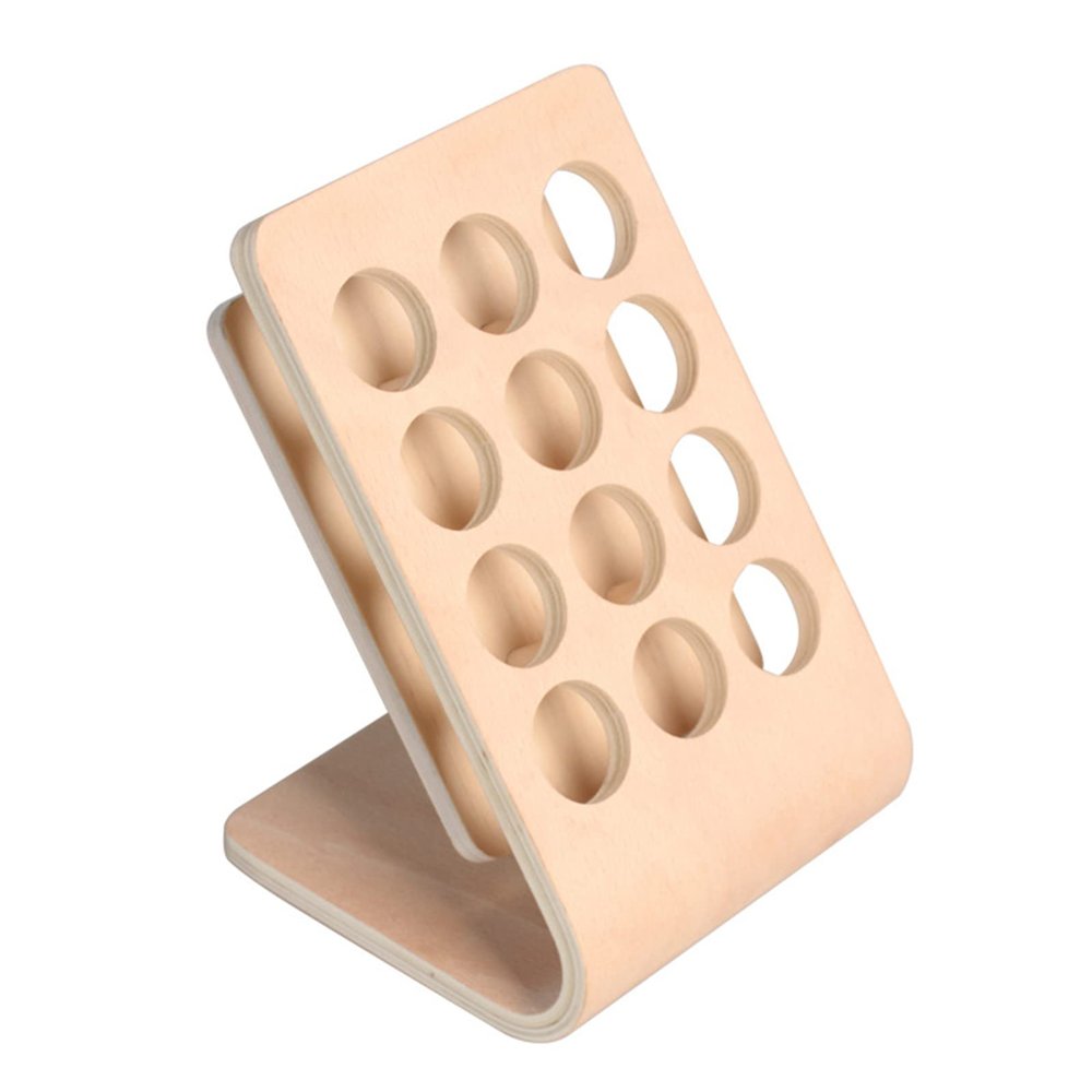 12 Holes 15ml Wooden Essential Oil Bottle Display Stand For Polish Bottles Storage Rack