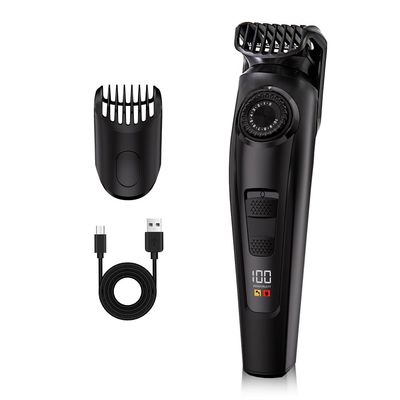 Electric Beard Trimmer for Men Professional Adjustable Length and Hair Clipper, Men's Beard Mustache Trimming and Body Hair Trimmer, Cordless Digital Display and Rechargeable USB-c Charger -Black