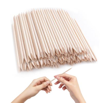 400 Pcs Orange Wood Sticks for Nails, 4.5 Inch Orangewood Nail Swatch Sticks, Wooden Cuticle Pusher Sticks Tools for Manicure & Pedicure, Double Sided, Skin-Safe (400pcs)
