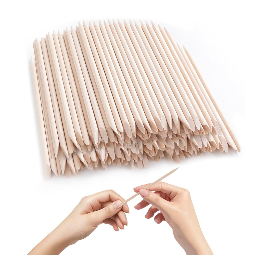 400 Pcs Orange Wood Sticks for Nails, 4.5 Inch Orangewood Nail Swatch Sticks, Wooden Cuticle Pusher Sticks Tools for Manicure & Pedicure, Double Sided, Skin-Safe (400pcs)