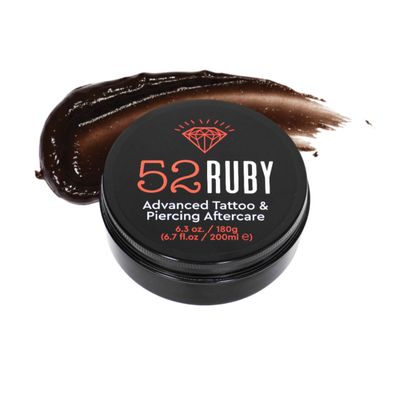 52 Ruby Advanced Tattoo & Piercing Aftercare Cream 200ml  Natural Greek Formula, Fast Healing & Pain Relief, Chemical-Free