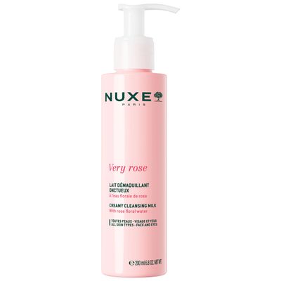 Nuxe Very Rose Creamy Cleansing Milk Make-up Remover for Sensitive Skin, with Rose Floral Water for Face & Eyes, 6.8 Fl Oz