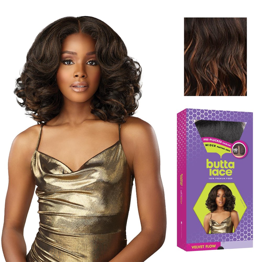 Sensationnel Butta Lace Wigs - Velvet Flow Unit Extra Wide 5 Inch Deep Parting Synthetic Preplucked Hairline Glueless Lacefront (F1B/30)