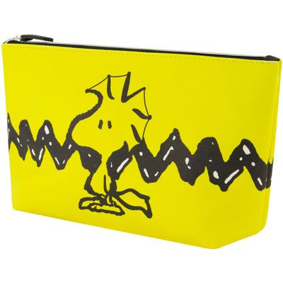 Concept One Peanuts Woodstock Travel Makeup Bag, Trapezoid Cosmetic Organizer Pouch for Women, Yellow