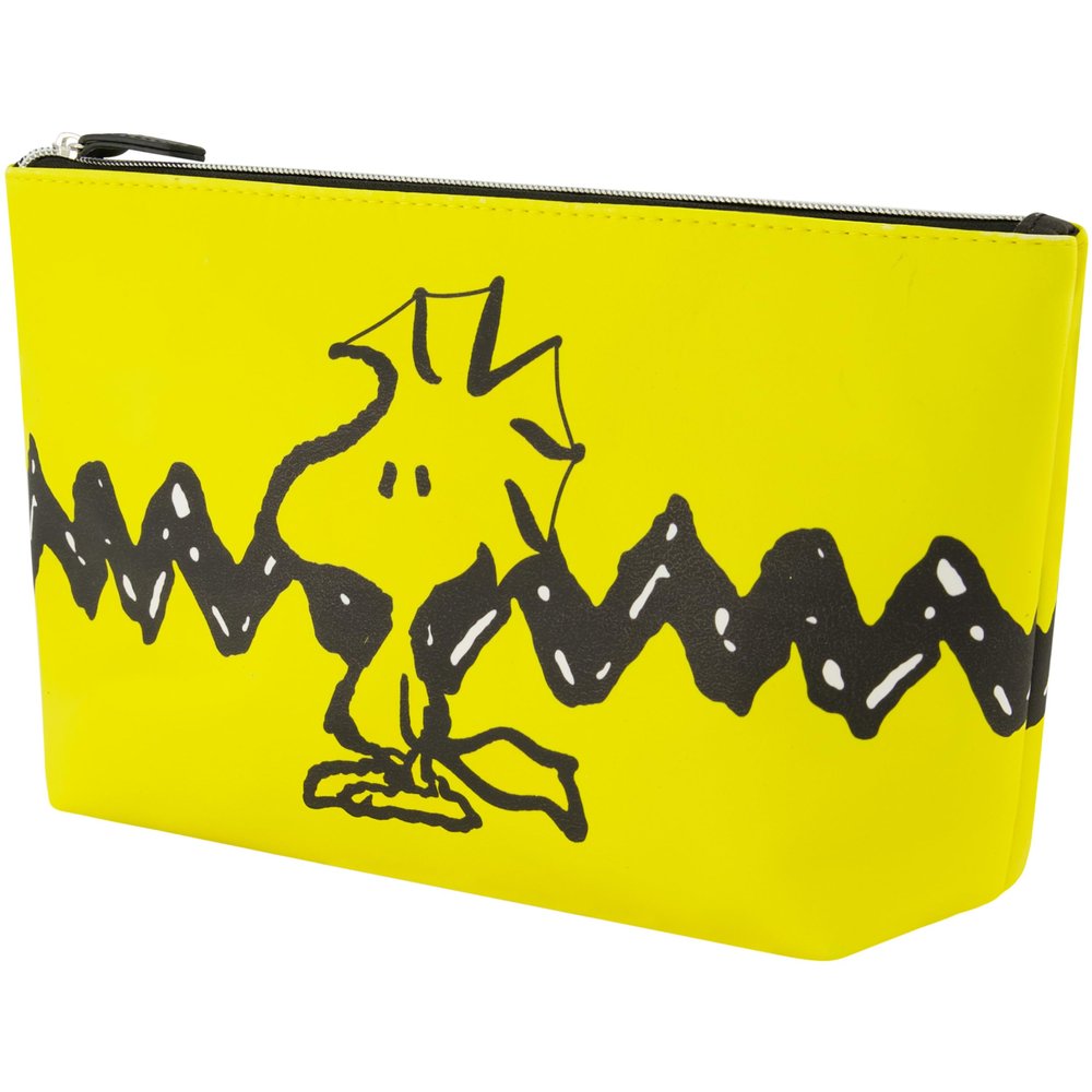 Concept One Peanuts Woodstock Travel Makeup Bag, Trapezoid Cosmetic Organizer Pouch for Women, Yellow