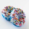 Decorative Bath Bomb, White Frosted Donut Shape with Rainbow Sprinkles, Blue Base. view 1