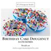 Decorative Bath Bomb, White Frosted Donut Shape with Rainbow Sprinkles, Blue Base. view 2