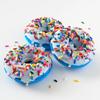 Decorative Bath Bomb, White Frosted Donut Shape with Rainbow Sprinkles, Blue Base. view 3