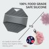 2 Pack Silicone Body Scrubber, Exfoliating Body Scrubber for Sensitive Skin, Silicone Loofah with Anti-Slippery Handle, Stays Clean Easily, Travel-Friendly for Men & Women (Gray + Purple) view 2