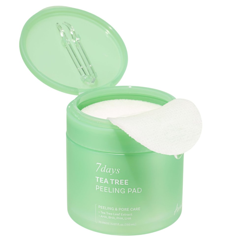 Ariul 7 Days Tea Tree Peeling Pad  Gentle Exfoliation & Pore Care, Skin Smoothing with LHA & PHA, Sebum Control with Green Tomato, Vegan Sheets, Korean Skin Care, 70 Counts, 125ml / 4.23 fl. oz