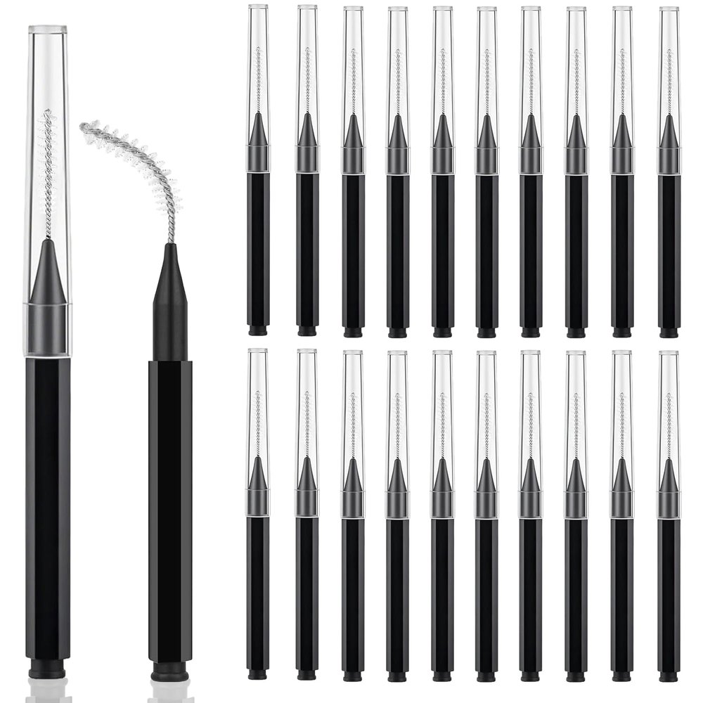 20 Pcs Micro Eyebrow Brush, Eyebrow Spoolie Brow Lamination Brush Spoolies for Eyebrows Eyelash Brushes Lash Lift Tool for Eyebrows and Eyelashes Extensions, Black