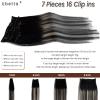 Clip in Hair Extensions Real Human Hair, Ombre Black Balayage Silver Highlights Hair Extension Real Human Hair Clip ins 14 Inch 7pcs Double Weft Hair Extensions Remy Human Hair Clip in Extensions 70G view 3
