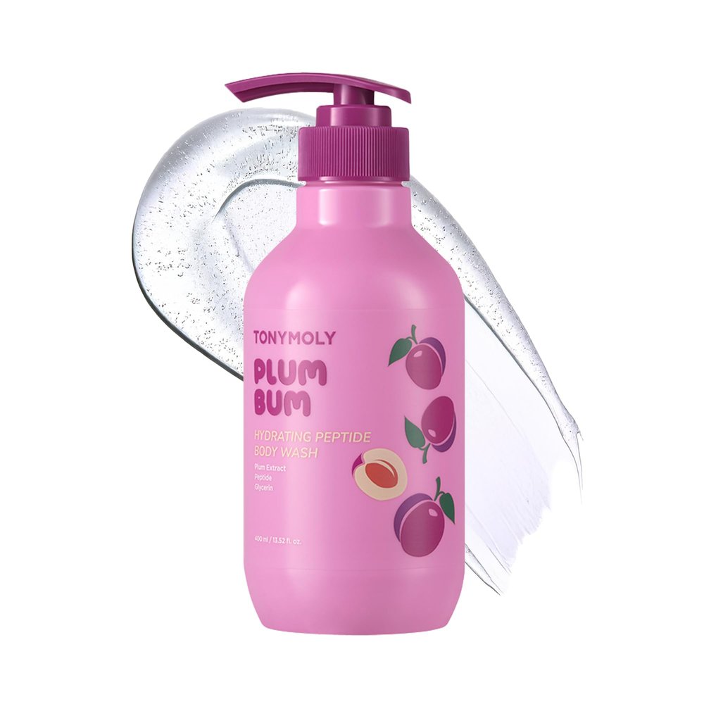 TONYMOLY Plum Bum Peptide Hydrating Body Wash  Moisturizing & Nourishing Cleanser with Plum Extract, Peptides & Glycerin  Gentle Korean Body Wash for Soft, Smooth, Radiant Skin, 13.5 fl oz