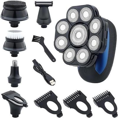 YREAJZVS Electric Shavers for Bald Men, 6 in 1 Ipx7 Waterproof Electric Shaver Shaver for Men Beard Hair Trimmer Rechargeable Bald Shaver Grooming Kit