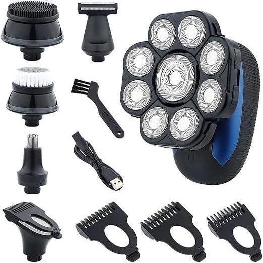YREAJZVS Electric Shavers for Bald Men, 6 in 1 Ipx7 Waterproof Electric Shaver Shaver for Men Beard Hair Trimmer Rechargeable Bald Shaver Grooming Kit