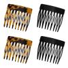 4pcs French Hair Side Combs, Black & Dark Leopard Small French Slide Comb Decorative Twist Hair Strong Hold Clips Hair Styling Accessories Gift for Women Girls view 1