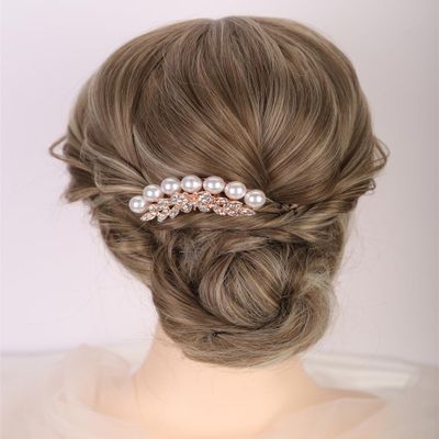 Aimimier Dainty Faux Pearl Hair Side Combs Butterfly Leaf Crystal Vintage Decorative Comb Party Wedding Bridal Hair Accessories for Women