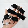 3Pcs Black Velvet Banana Pin & Ribbon Hair Clip & Hair Tie Set Elegant Black Hair Accessories with Rhinestone Pearl Details for Women and Girls view 2