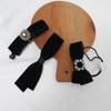 3Pcs Black Velvet Banana Pin & Ribbon Hair Clip & Hair Tie Set Elegant Black Hair Accessories with Rhinestone Pearl Details for Women and Girls view 3