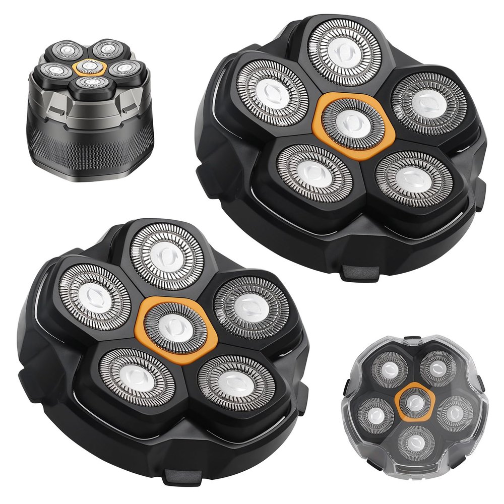 2 pcs 6 Blade head shaver Replacement heads Compatible with Wyklaus Redbreak Detona DOAO head shaver