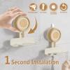 Cinola Razor Holder for Shower 1 Pack, Suction Cup Shaver Holder for Wall, Removable&Reusable Suction Cup Hooks for Bathroom, Damage-Free Suction Shower Hooks, Wall Mounted Razor Stand, Beige view 2