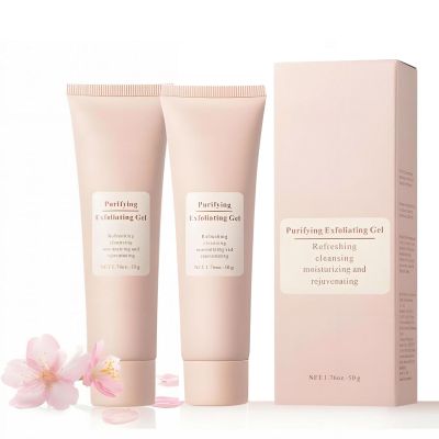 2PCS Purifying Exfoliating Gel, Facial Purifying Exfoliator Cleanser for Face & Body, Exfoliating Gel Scrub with Flower Extract for Effectively Cleansing, Soothing and Hydrating