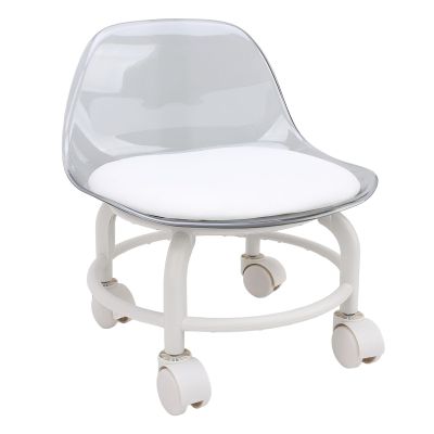 ANGGREK Low Rolling Stool, Space Saving Silent Multifunctional All Matching Short Rolling Stool Chair with Universal Wheels for Home