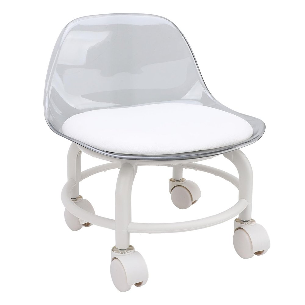 ANGGREK Low Rolling Stool, Space Saving Silent Multifunctional All Matching Short Rolling Stool Chair with Universal Wheels for Home