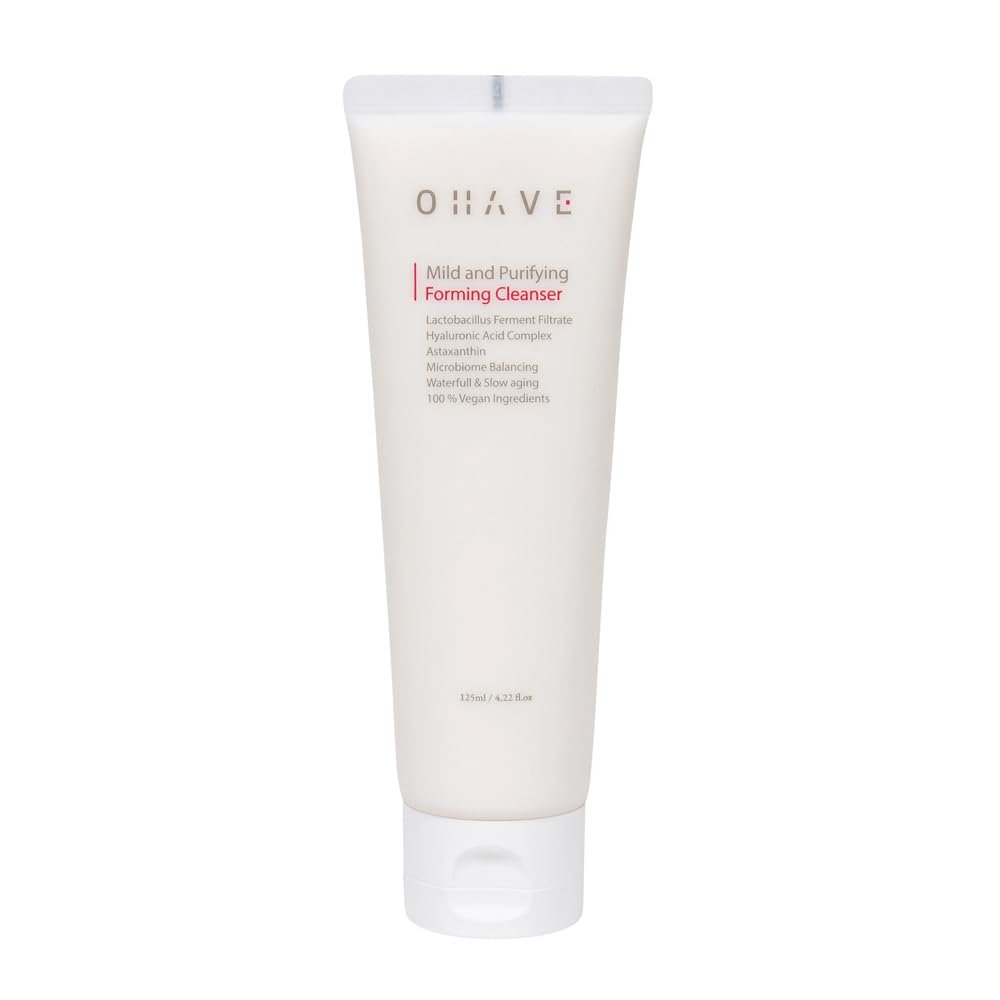 OHAVE Mild & Purifying Foaming Cleanser, Gentle Vegan Face Wash with Lactobacillus, Natural Botanical Extracts, Hydrating & Soothing, pH-Balanced, 125ml