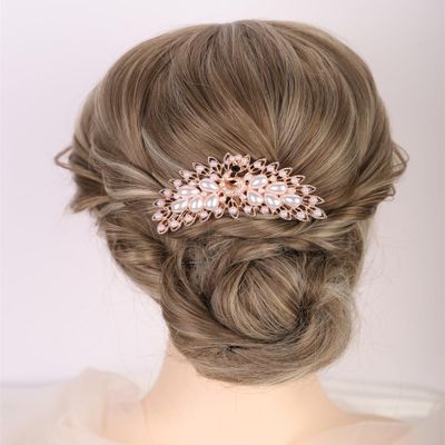 Aimimier Dainty Peacock Faux Pearl Hair Side Combs Faux Pearl Crystal Decorative Metal Comb Party Wedding Bridal Hair Accessories for Women