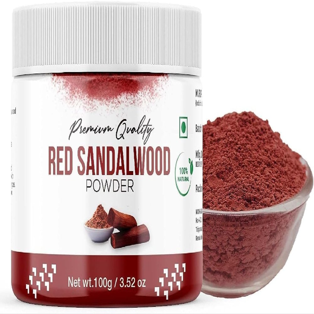 DK Red Sandalwood Facepack Powder for Women - 100 Grams | 100% Pure, Natural No Chemical | Laal Raktha Chandan for Healthy Glowing Skin & De-Tan | for Puja, Skin & Face Care