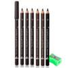 6Pcs Eyebrow Pencils for Women, Wooden Hard-Core Eyebrow Pencil, Eyebrow and Eyeliner Pencils, Waterproof and Sweat-Proof (3Pcs Dark brown+2Pcs medium brown+1Pcs Black) view 1