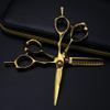 JMURESXDV Hair Cutting, 5 Inch Professional Steel Scissor Gold Hair Haircut Thinning Barber Tools Cutting Shears Hairdressing Set view 1
