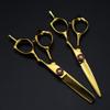 JMURESXDV Hair Cutting, 5 Inch Professional Steel Scissor Gold Hair Haircut Thinning Barber Tools Cutting Shears Hairdressing Set view 2