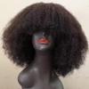 Afro Kinky Curly Glueless Human Hair Wigs 13X6 HD Transparent Lace Frontal Wig Brazilian Human Hair PrePlucked for Women Invisible Bleached Knots Bob Virgin Wig with Bangs Afro Kinky Curly Bob Wig view 3