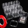 24pcs Press on Nail Storage Box with 10M Adhesive Double Sided Tape Acrylic Nail Display Box Artificial False Nail Box Organizer Fake Nail Case Transparent Nail Packaging Boxes for Nail Salon view 1