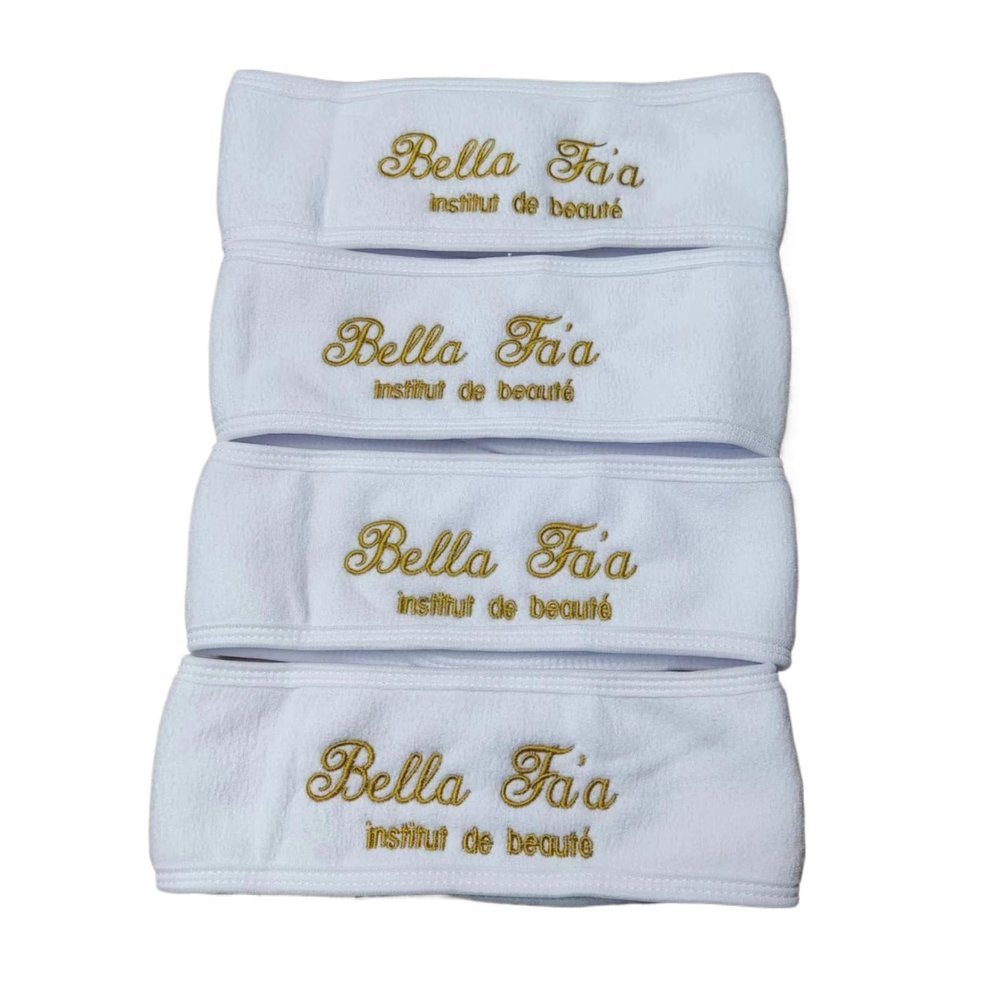 1 8 pcs Customize Logo White Hair Band Beauty Salon Towel Bathroom Monogram Letters Spa Headbands Microfibre Towels Facial Headbands for Women (8pcs)