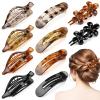 10 Pcs Flat Hair Clips for Women, 3 Styles Tortoise Flat Claw Clips, Strong Hold No Slip French Flat Hair Clips for Thin Thick Curly Hair, Tortoiseshell view 1