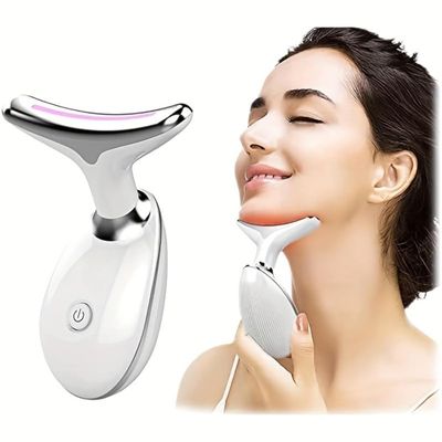 7-Color LED Facial Massager for Skin Care  Portable Multifunctional Face Massager Tool with Heat & Vibration, Anti-Aging & Wrinkle Reduction, Glossy White
