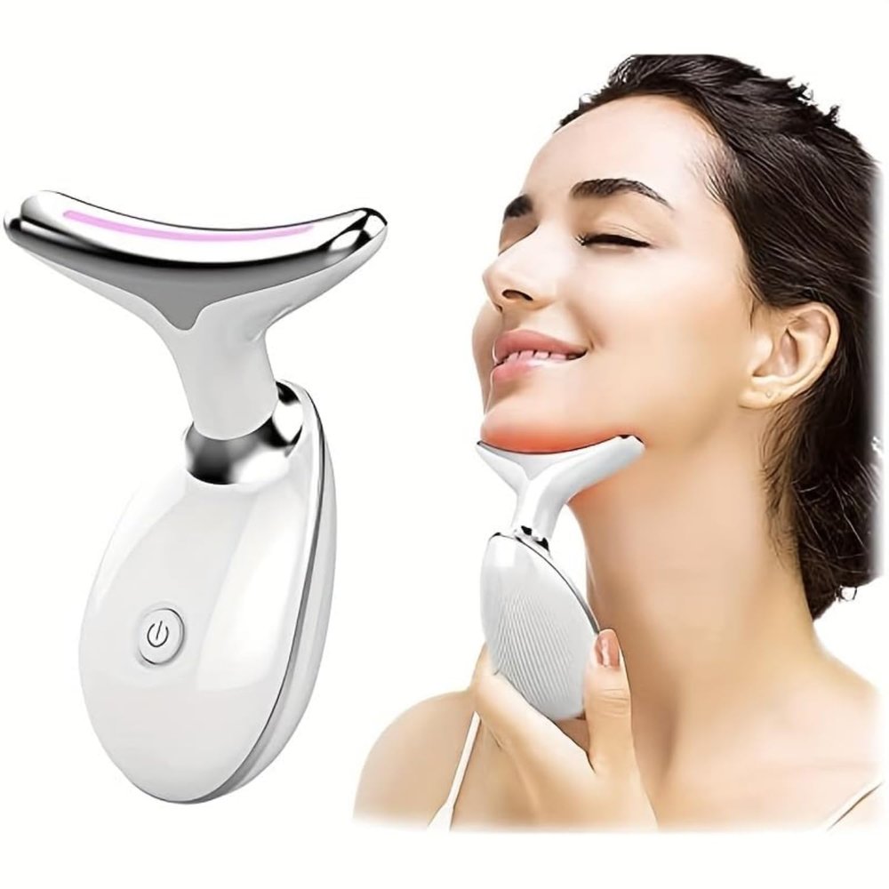 7-Color LED Facial Massager for Skin Care  Portable Multifunctional Face Massager Tool with Heat & Vibration, Anti-Aging & Wrinkle Reduction, Glossy White