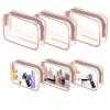 AURUZA 6 Pack Travel Toiletry Bag, Clear Makeup Bag, TSA Approved Cosmetic Bag with Zipper, Clear Organizer Carry on Bag for Women, PVC Cosmetic Pouch (Rose Pink, 6 Packs) view 1