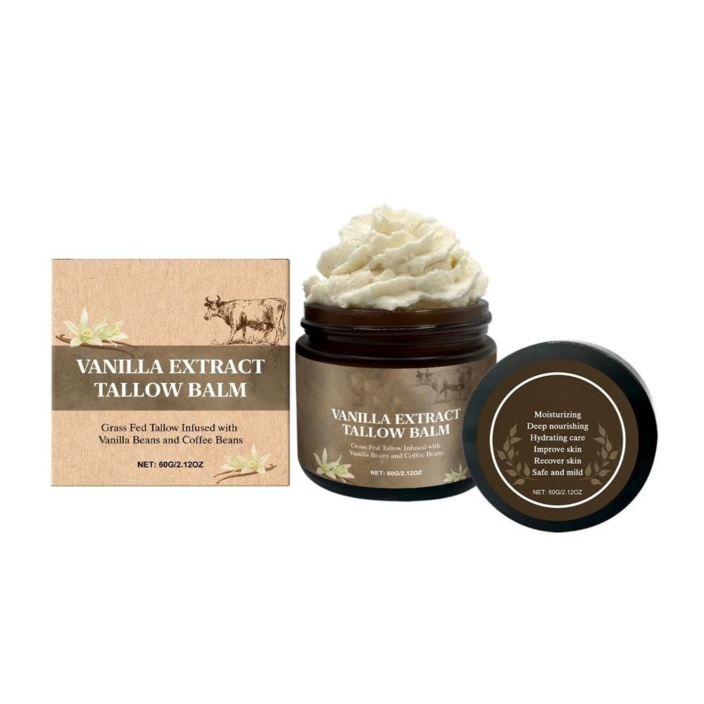 Collective Whipped Tallow Balm (Vanilla Latte) - 100% Grass Fed Beef Tallow For Skin Care- 100% Natural Handmade Whipped Coffee & Vanilla Tallow Balm For Sensitive Skin- 2 FL. Oz.(1Count (Pack of 1))