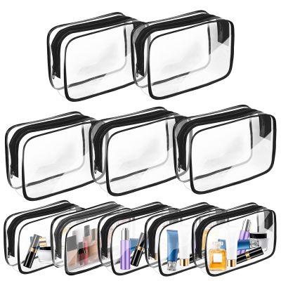 AURUZA 10 Pack Travel Toiletry Bag, Clear Makeup Bag, TSA Approved Cosmetic Bag with Zipper, Clear Organizer Carry on Bag for Women, PVC Cosmetic Pouch