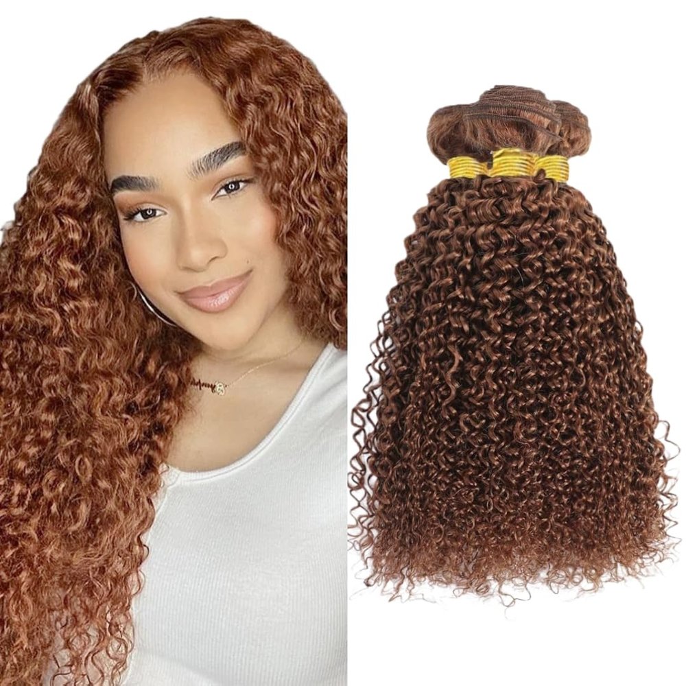 #30 Light Brown Human Hair Bundles Color 30 Kinky Curly Bundles Brazilian Virgin Remy Hair Light Brown Curly Extensions 24 26 28 Inch