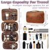 3-in-1 Extra Large Personalized Toiletry Bag For Men, Custom Hanging Travel Organizer Bag, Engraved Leather Waterproof Travel Kit & Gifts for Him Husband Father (Father's Day, Christmas) view 4