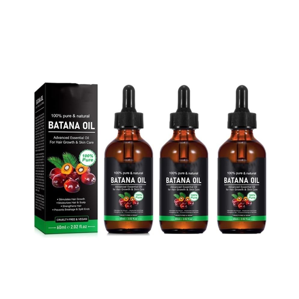 DFGHzHP Batana Oil - 100% Pure & Natural from Honduras for Hair Growth, Eliminates Split Ends, Enhances Radiance & Nourishment for All Hair Types, 2.02 Fl Oz(3Count (Pack of 3))