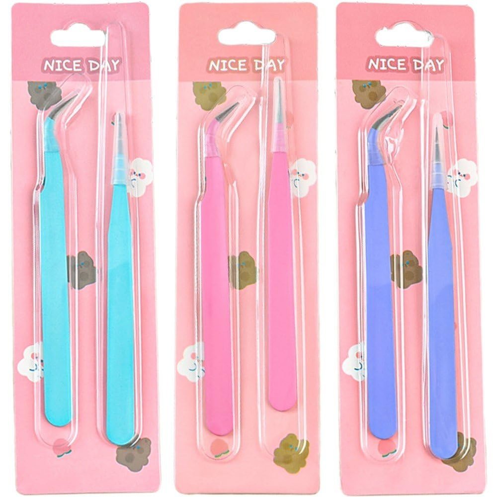 6pcs Portable Sticker Tweezers Nail Art Tweezers Jewel Picker DIY Scrapbook Supplies for Crafting Jewelry Stickers